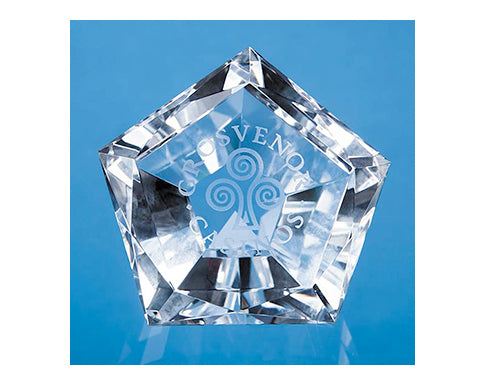 Edinburgh 6cm Optical Crystal Facet Pentagon Paperweights
