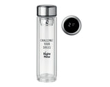 Fairfield 390ml Double Wall Glass Water Bottles With LED Thermometer