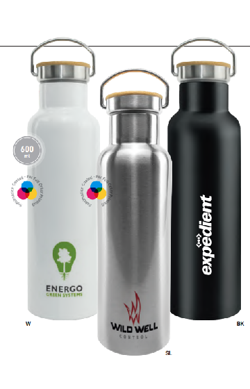 Stainless Steel Flask with Bamboo Lid