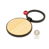 Round Metal Keychain with Bamboo