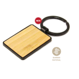 Rectangular Metal Keychain with Bamboo