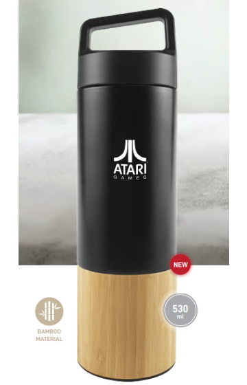 Black Stainless Steel Flask with Bamboo