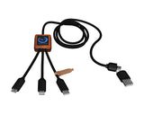 SCX Design C38 RPET 5-in-1 Light Up Logo Charging Cable With Wooden Casing
