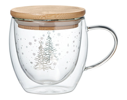 Christmas Tree 220ml Double Wall Glass Mugs