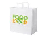 Leyburn Extra Large Kraft Paper Flat Handled Recycled Paper Bags - White
