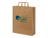 Leyburn Large Kraft Paper Flat Handled Recycled Paper Bags - Natural
