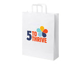 Leyburn Large Kraft Paper Flat Handled Recycled Paper Bags - White