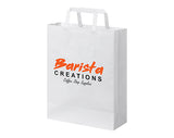 Leyburn Medium Kraft Paper Flat Handled Recycled Paper Bags - White