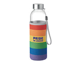 Pride Rainbow Glass Drinking Bottle With Neoprene Pouch